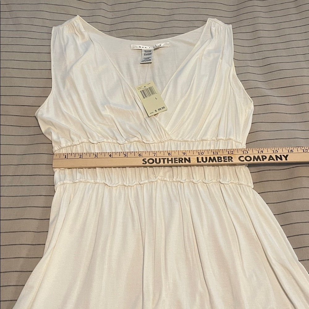 NWT Max Studio Y2K ivory empire waist sleeveless blouse top size L - Picture 8 of 8